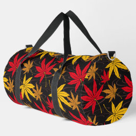 黒日本ののカエデ模様 ダッフルバッグ