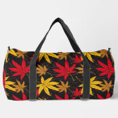 黒日本ののカエデ模様 ダッフルバッグ (正面)