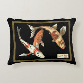 黒日本の地にコイ金魚2 アクセントクッション (正面)