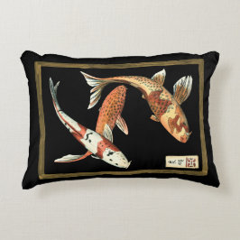 黒日本の地にコイ金魚2 アクセントクッション
