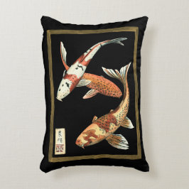 黒日本の地にコイ金魚2 アクセントクッション