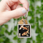 黒日本の地にコイ金魚2 キーホルダー (手)