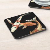 黒日本の地にコイ金魚2 コースター (左側)