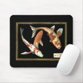 黒日本の地にコイ金魚2 マウスパッド (マウス)