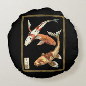 黒日本の地にコイ金魚2 ラウンドクッション (裏面)