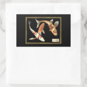 黒日本の地にコイ金魚2 長方形シール (バッグ)