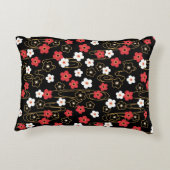 黒日本の桜さくらんぼ花 アクセントクッション (裏面)