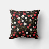 黒日本の桜さくらんぼ花 クッション (裏面)
