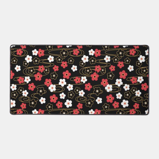 黒日本の桜さくらんぼ花 デスクマット (正面)