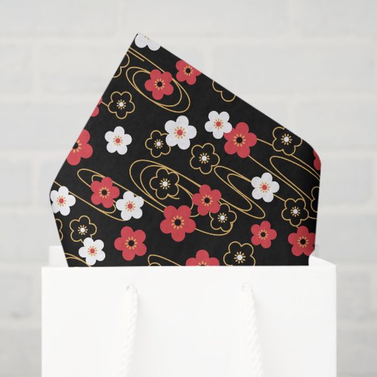 黒日本の桜さくらんぼ花 薄葉紙 (ギフトバッグ)