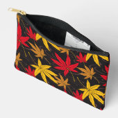 黒日本の楓の葉柄 アクセサリーポーチ (見開き)