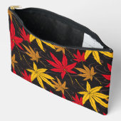 黒日本の楓の葉柄 アクセサリーポーチ (見開き)