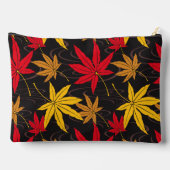 黒日本の楓の葉柄 アクセサリーポーチ (裏面)