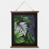 黒日本の絵を描フローラのシダ 吊り下げ型タペストリー (正面)
