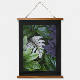 黒日本の絵を描フローラのシダ 吊り下げ型タペストリー