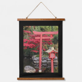 黒日本の色の庭の縁ど構造 吊り下げ型タペストリー