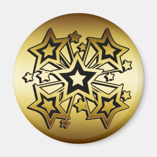 黒星と金ゴールド星 マグネット (正面)