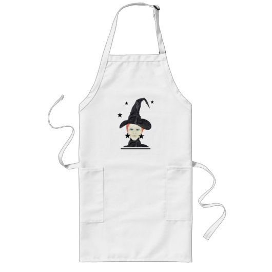 黒星エプロン付き赤毛緑の目の魔女 ロングエプロン (正面)