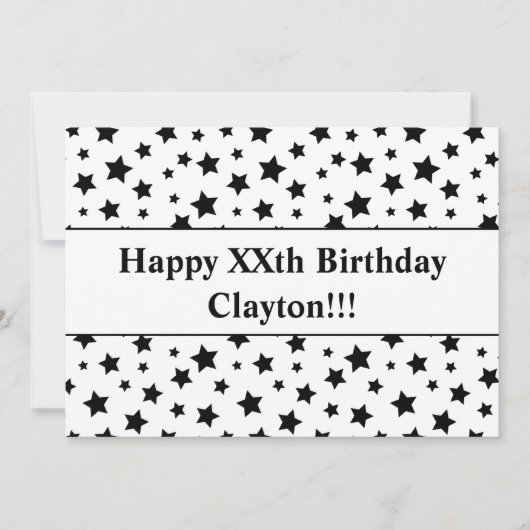 黒星メッセージ誕生日招待状 招待状 (正面)