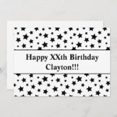 黒星メッセージ誕生日招待状 招待状 (正面/裏面)