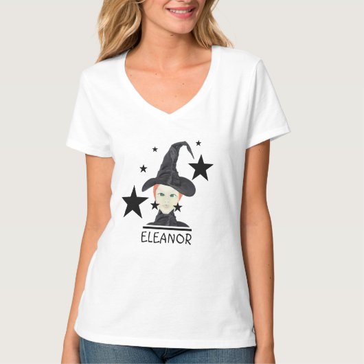 黒星付き赤毛緑の目をした魔女 Tシャツ (正面)