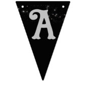 黒星空ハッピーニューイヤー銀色の手紙 バンティングフラッグ (第3の旗)