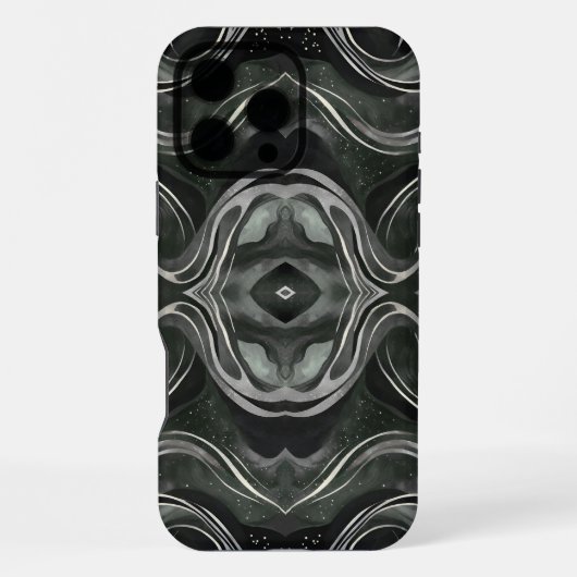 黒曜波エコー | 対称暗大理石流 iPhoneケース (裏面)
