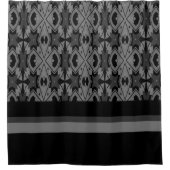 黒曜版のエコーモダン：モノクロのシャワーカーテン シャワーカーテン (正面)