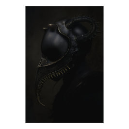 黒曜石の角を持つペスト医師の仮面 ホラー フォトプリント