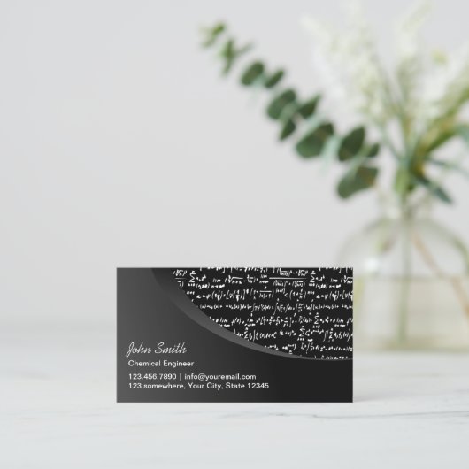 黒曲モダン化学技術者 名刺 (スタンド正面)