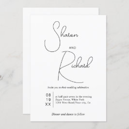 黒書お洒落Qrコード白結婚の 招待状