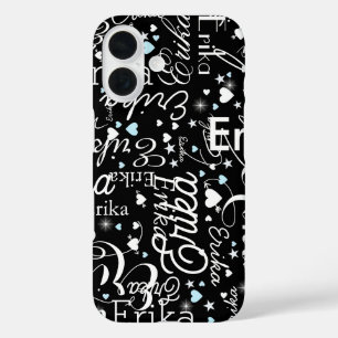 黒書ガーリータイポグラフィ名柄 iPhone 16ケース