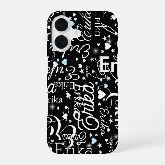 黒書ガーリータイポグラフィ名柄 iPhone 16ケース (裏面)