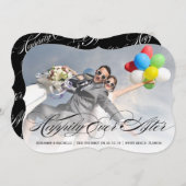 黒書写真の後ずっと幸せ結婚に 案内状 (正面/裏面)