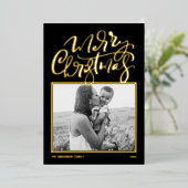 黒書写真モダンメリークリスマス 箔シーズンカード (立ち正面)