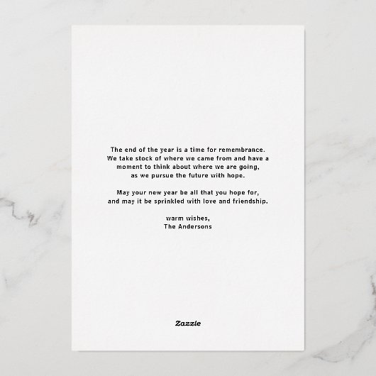 黒書写真モダンメリークリスマス 箔シーズンカード (裏面)