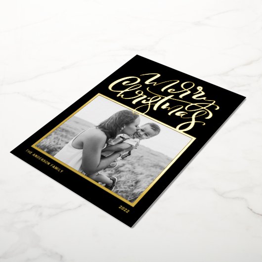 黒書写真モダンメリークリスマス 箔シーズンカード (回転した状態)