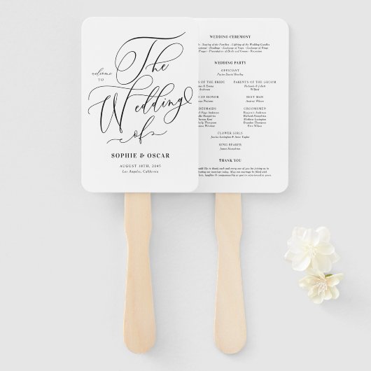 黒書道お洒落結婚式 プログラム ハンドファン (正面&裏面)