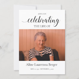 黒書道お祝い・オブ・ライフ・フォト 招待状