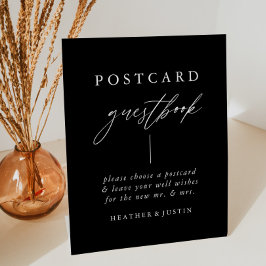 黒書道の結婚はがきゲストブックサイン 台座サイン