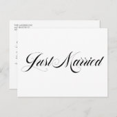 黒書道エレガントはっきりしたたった今結婚しました 案内ポストカード (正面/裏面)