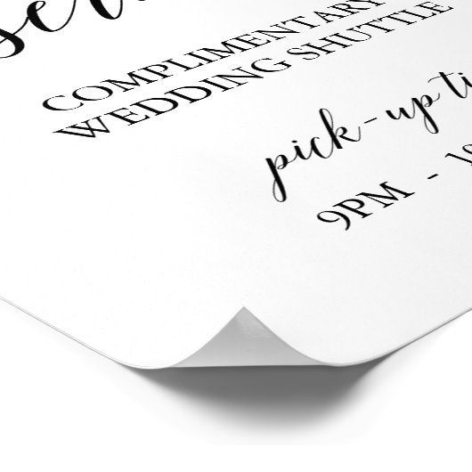 黒書道エレガントシャトルサービスの標識 ポスター (角)