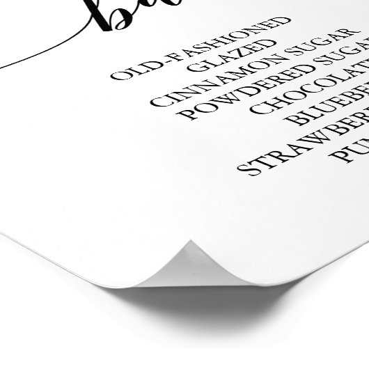 黒書道エレガントドーナツバー標識 ポスター (角)