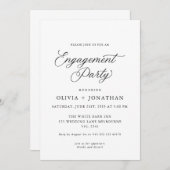 黒書道エレガントモダン婚約パーティ 招待状 (正面/裏面)