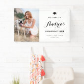 黒書道モダン写真卒業へようこそ 横断幕 (インサイチュ)