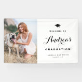 黒書道モダン写真卒業へようこそ 横断幕 (横)