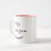 黒書道モダン冬パーソナライズされたのマグカップ ツートーンマグカップ (正面左)