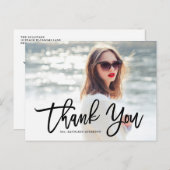 黒書道写真卒業ありがとう ポストカード (正面/裏面)