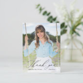 黒書道写真卒業ありがとう ポストカード (スタンド正面)