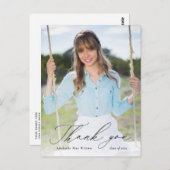 黒書道写真卒業ありがとう ポストカード (正面/裏面)